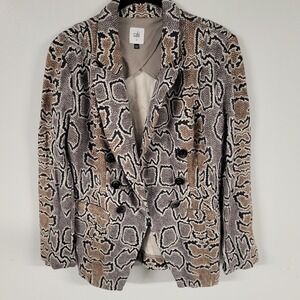 Cabi Snake Print Double Breasted Blazer Jacket Women Size 8